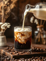 Pouring Milk into Cold Brew Coffee