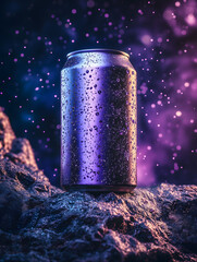 Mystical Metallic Can on Rugged Rocks