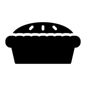 Pie Icon in Black Filll. Glyph Style. Isolated on White Background
