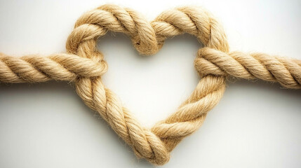 rope tied into a heart-shaped knot, symbolizing love, unity, and connection. The intertwined strands reflect strength in relationships, resilience, and the bond formed through challenges