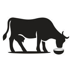 Black and White Cow Silhouette Illustration
