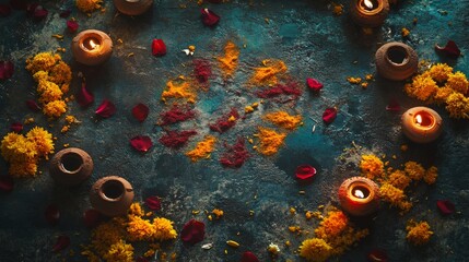 Minimalist Background for Happy Diwali Wishes with Creative Indian Vector Decorations.
