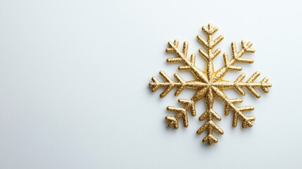 Minimalistic white card with a gold snowflake in the center, no text, Plain Christmas card, clean and simple