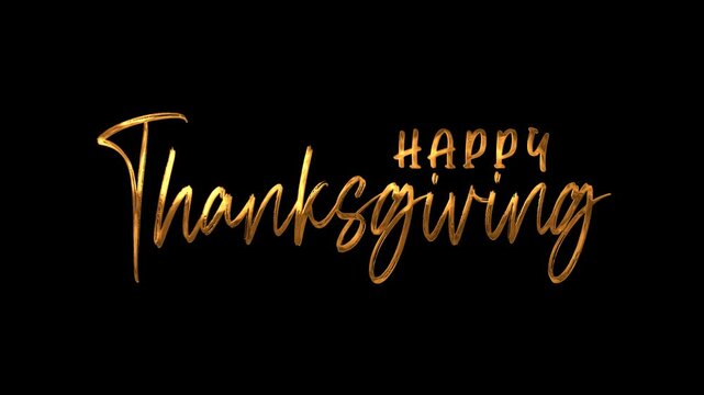 Happy Thanksgiving Text Animation on Gold Color. Great for Happy Thanksgiving Celebrations, for banner, social media feed wallpaper stories.