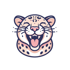 Cute cartoon Laughing leopard icon logo sticker tattoo.