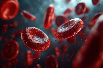 Red Blood Cells Floating in a Dark Background