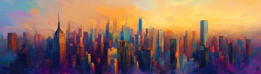 Fototapeta premium Birds-eye view, surrealist cityscape, luxury skyscrapers entwined with nature, vibrant colors and dreamlike shapes
