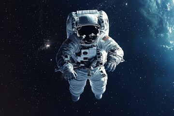 Astronaut Floating in Space with Earth in the Background