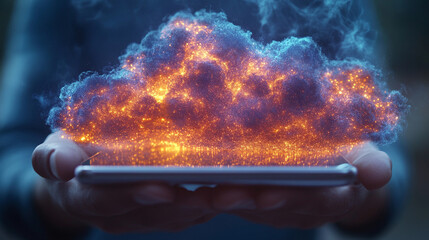 Futuristic business transformation concept, showcasing advanced technology integration and innovation. Visualizing a digital evolution through interconnected systems, symbols, and strategic growth