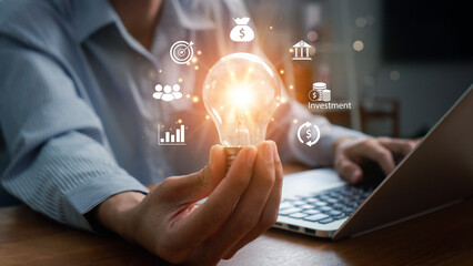 finance and investment concept, invest money, fundraising, ROI return on investment, Interest rate...