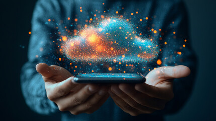 Futuristic business transformation concept, showcasing advanced technology integration and innovation. Visualizing a digital evolution through interconnected systems, symbols, and strategic growth