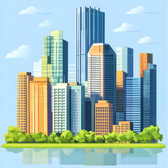 Vector city urban cityscape illustration building town modern skyline skyscraper background