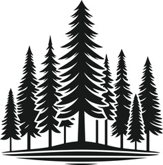 Fototapeta premium silhouette of pine trees in a forest design vector art illustration