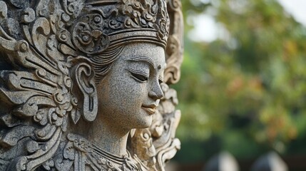 Fototapeta premium A close-up of the intricate details on the memorial at the Kanchanaburi War Cemetery.