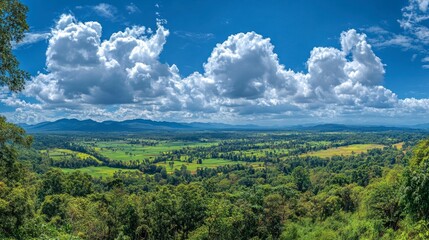 A panoramic view of Khao Yai National Park from a popular viewpoint in Korat.