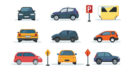 Car parking sign. Car parking vector icons. Parking and traffic signs isolated

