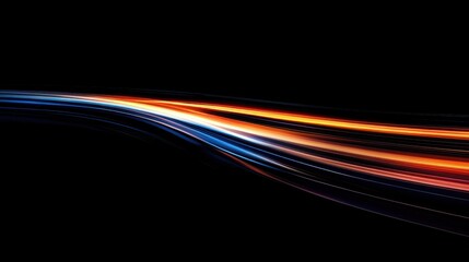 Dynamic light trails streaking across a dark background creating a sense of speed and motion highlighting the rush of energy and excitement of high-speed travel