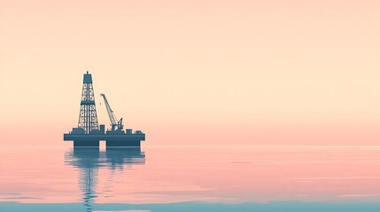 Obraz premium Oil Rig Silhouette at Sunset