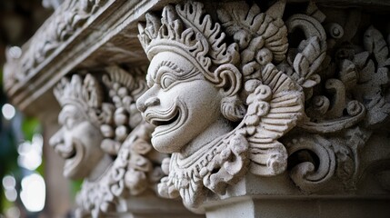 The impressive details of stone carvings at the entrance of Phanom Rung Historical Park.