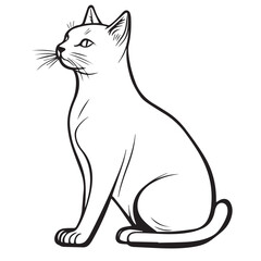 Obraz premium black cat silhouette on white background, sitting cat This design would make for cute sticker or die-cut cutout designs in the style of various artists