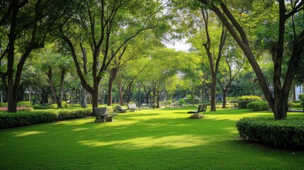 Obraz premium The peaceful and green surroundings of Thao Suranaree Memorial Park in the heart of Korat.