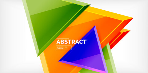 Abstract background - colorful triangles with 3d effect. Vector Illustration For Wallpaper, Banner, Background, Card, Book Illustration, landing page
