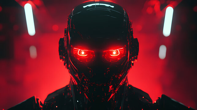 This menacing robot overlord illustration evokes themes of ai dominance and futuristic dystopias, ideal for speculative fiction or tech commentary. Robot Overlord. Illustration