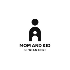Mom and kid logo template in simple flat style. Family vector illustration for icon, symbol, etc.
