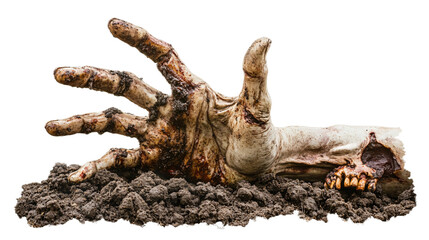 Obraz premium Creepy Zombie Hand Emerging from Grave Soil