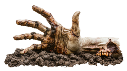 Creepy Zombie Hand Emerging from Grave Soil