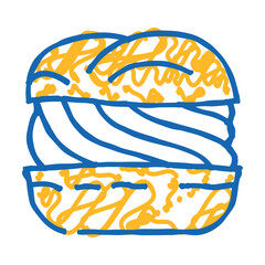 vanilla cream puff food snack doodle icon sketch vector. vanilla cream puff food snack sign. isolated symbol illustration