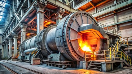 Giant Industrial Rotating Furnace for Limestone Roasting and Processing in a Manufacturing Facility