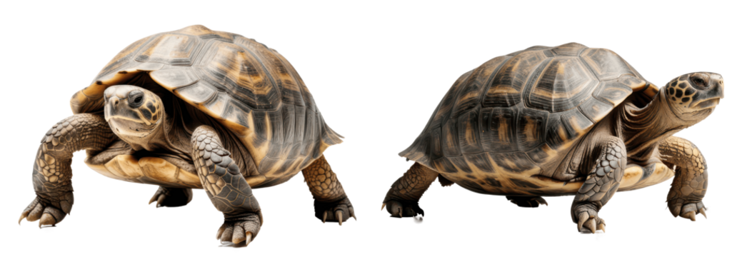 two turtles isolated on transparent background