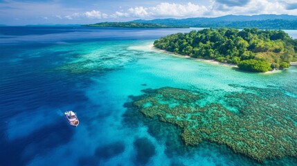 Fototapeta premium The vibrant coral reefs around Coral Island, perfect for snorkeling and diving.