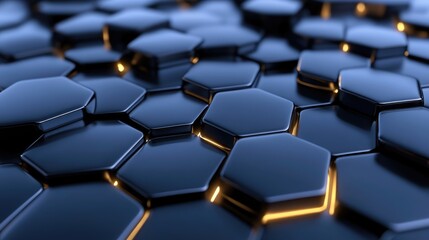 Obraz premium Abstract Black Hexagonal Pattern with Gold Accents