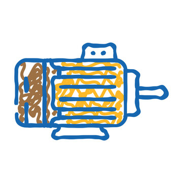 electric motor electrical engineer doodle icon sketch vector. electric motor electrical engineer sign. isolated symbol illustration