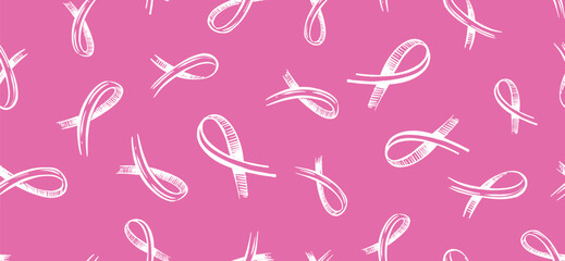 Breast cancer day, pattern on pink. Vector Illustration.	
