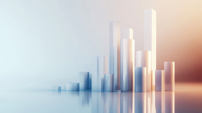Colorful 3D bar graphs with data charts, representing business analytics, statistics, financial growth, and market analysis. - Powered by Adobe