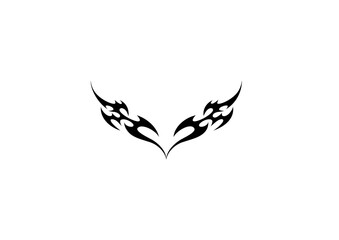 Heart wings shaped neo tribal, cyber sigilism, y2k, punk, gothic tattoo design