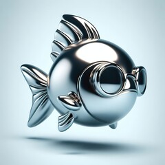 Fototapeta premium a cool and hip silver shinny metallic futuristic goldfish character