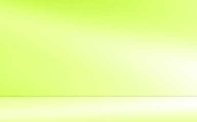 Fototapeta premium Empty green room studio with sunlight effect shadow of leaves. Minimal background for product presentation. Summer spring backdrop. Cosmetic and beauty products display room. 