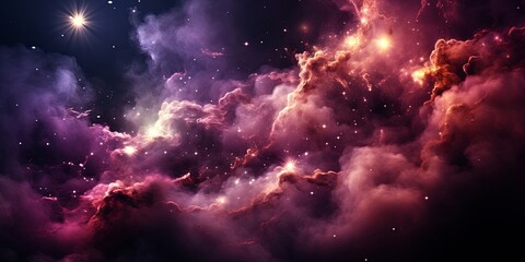 Fototapeta premium Cosmic Dance of Crimson and Gold An ethereal tapestry of stardust and cosmic energy, a symphony of vibrant hues, painting the infinite canvas of space