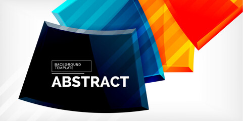 Round 3d shapes, plates background. Creative composition design template