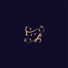 beauty leaf monogram logo organic and elegant concept LZ wedding initial letter