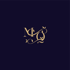 beauty leaf monogram logo organic and elegant concept MQ wedding initial letter