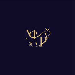 beauty leaf monogram logo organic and elegant concept MP wedding initial letter