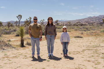 Family in Joshua tree National Park, USA, California