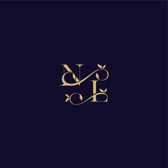 beauty leaf monogram logo organic and elegant concept NL wedding initial letter