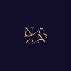 beauty leaf monogram logo organic and elegant concept NN wedding initial letter
