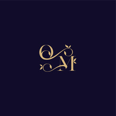 beauty leaf monogram logo organic and elegant concept OM wedding initial letter